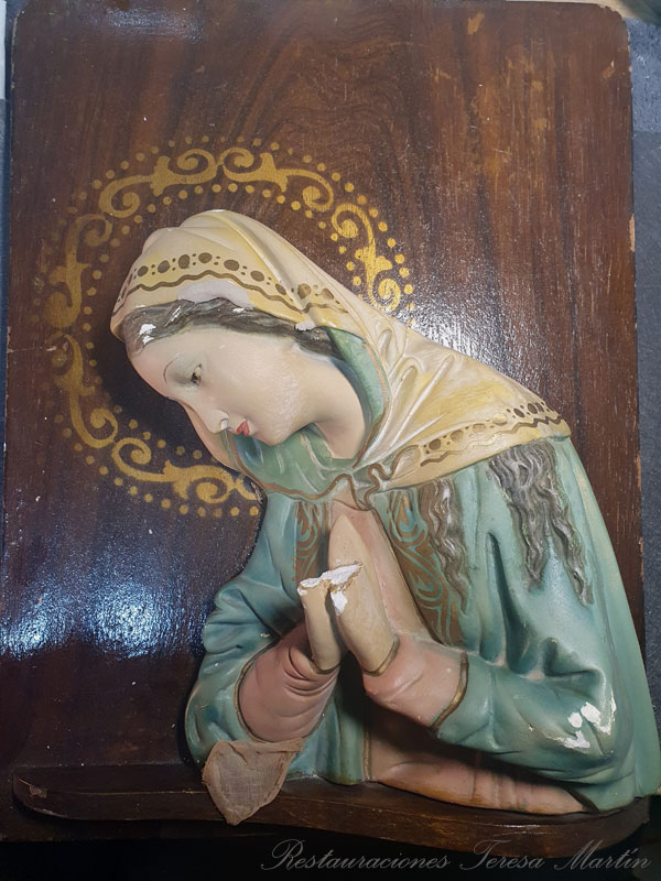 limpieza y restauracion figura de yeso